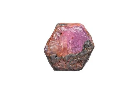 Ruby in pargasite on white background Stock Photos