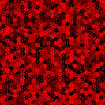 Ruby pattern of hexagons and squares. Red, maroon, black colors Illustration