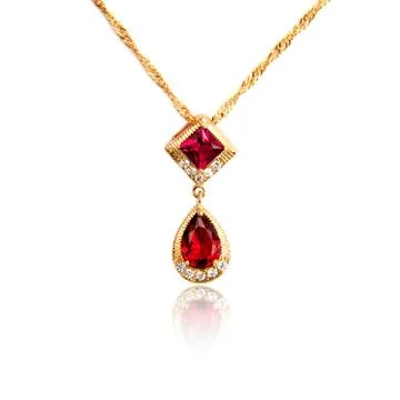 Ruby pendant isolated on white Stock Photos