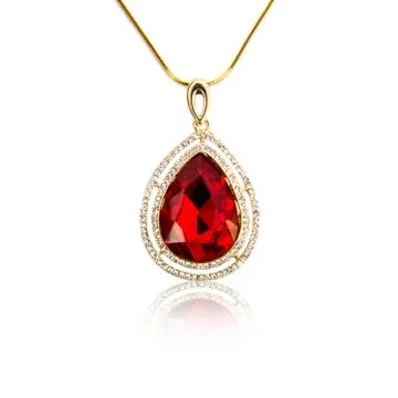 Ruby pendant isolated on white Stock Photos