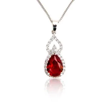 Ruby pendant isolated on white Stock Photos