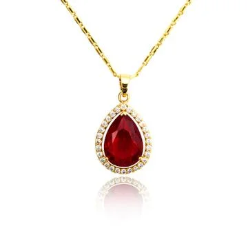 Ruby pendant isolated on white Stock Photos