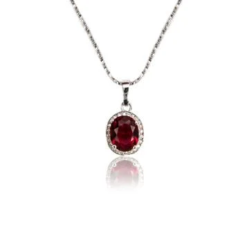 Ruby pendant isolated on white Stock Photos