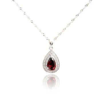 Ruby pendant isolated on white Stock Photos