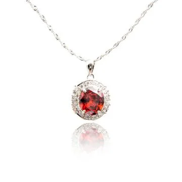 Ruby pendant isolated on white Stock-Fotos