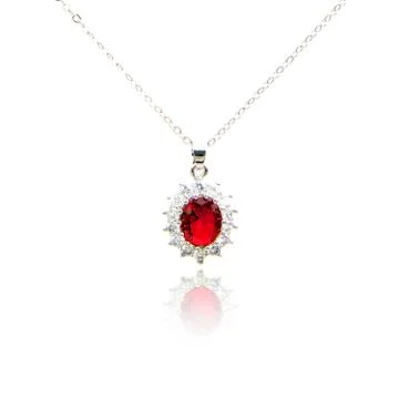 Ruby pendant isolated on white Stock Photos