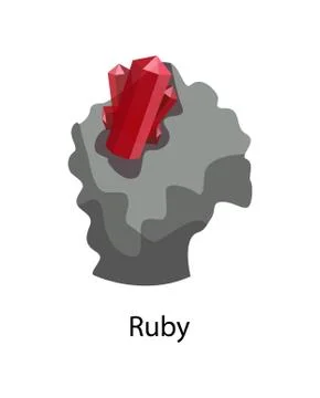 Ruby Pink to Blood-Red Colored Gemstone Vector Illustrazione stock