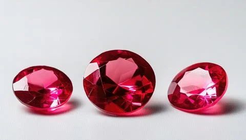 Ruby is a pinkish red to blood red or ruber colored - due to the element ch.. Stock Photos
