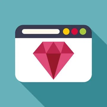 Ruby programming language icon in browser window Illustrazione stock