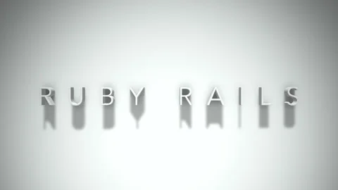 Ruby rails 3D title animation with shadows on a white background Stock Footage 297022724