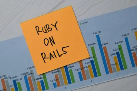 Ruby On Rails write on sticky notes with graphic on the paper Foto stock