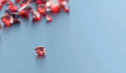 Ruby red diamond group composition with copy space 3d rendering Stock Photos