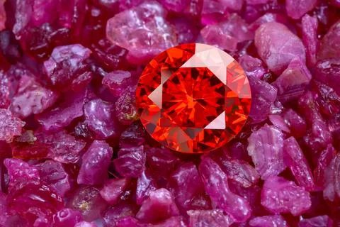 Ruby red diamond on natural red ganet 스톡 사진