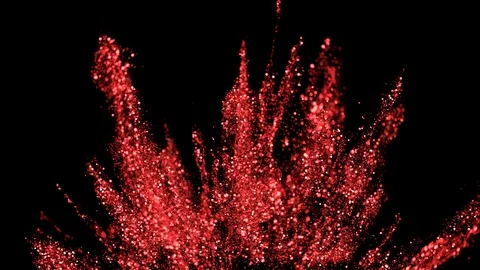 Ruby red glitter Sparkle Particle Explosion Background Texture Slow Motion alpha Stock Footage 128201105