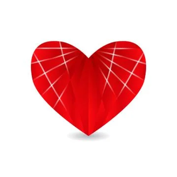 Ruby red heart with faces and shadow. Valentine s Day. illustration Stock Illustration