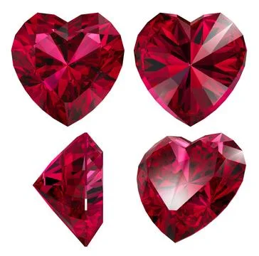 Ruby red heart shape isolated ruby red heart shape isolated different view... Stock Photos