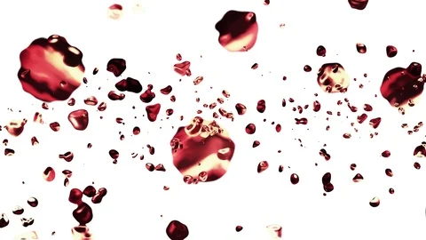 Ruby red liquid metal water drops random diffused in space digital animation Stock Footage 101618608