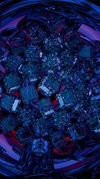 Ruby Resonance: A Dazzling Cluster of Crystalline Reflections Illustrazione stock