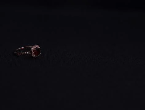 Ruby ring on black background 스톡 사진