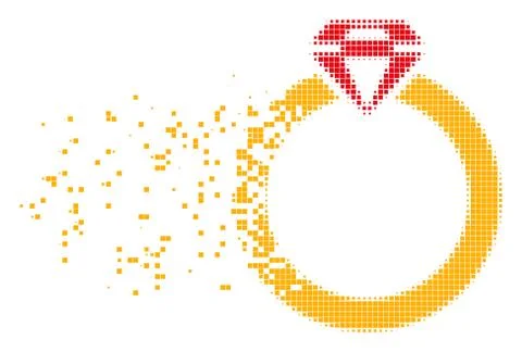Ruby Ring Broken Pixel Icon Stock Illustration