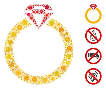 Ruby Ring Collage of Covid Virus Icons イラスト素材
