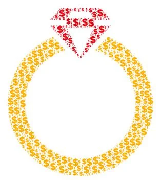 Ruby Ring Collage of Dollar and Dots Stock Illustration