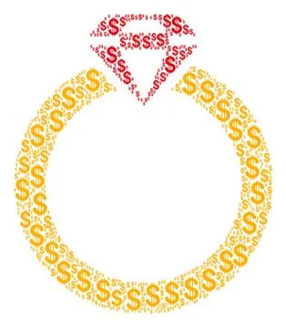 Ruby Ring Collage of Dollar 스톡 일러스트
