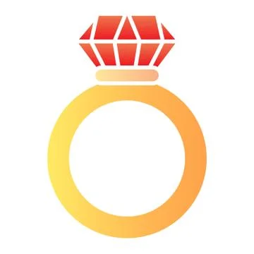 Ruby ring flat icon. Ring with gem vector illustration isolated on white Stock Illustration