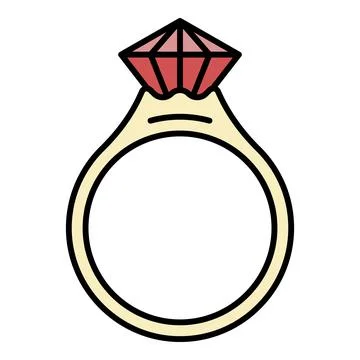 Ruby ring icon color outline vector Stock Illustration
