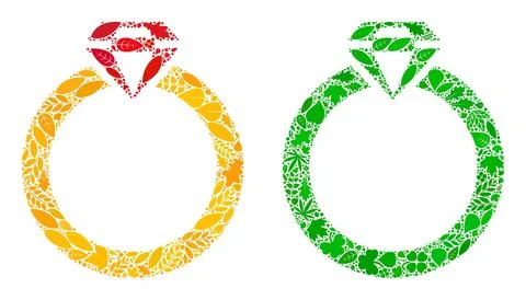 Ruby Ring Icon Nature Collage of Leaves Illustrazione stock