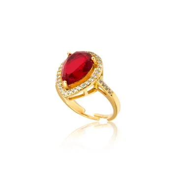 Ruby Ring isolated on white. Stock Photos