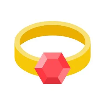 Ruby ring, jewelry related icon, flat design Stock Illustration