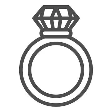 Ruby ring line icon. Ring with gem vector illustration isolated on white 스톡 일러스트