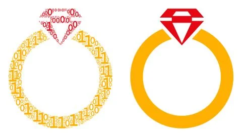 Ruby Ring Mosaic of Binary Digits Stock Illustration