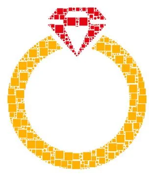 Ruby Ring Mosaic of Squares and Circles 스톡 일러스트