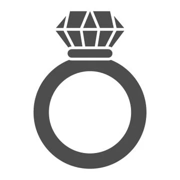 Ruby ring solid icon. Ring with gem vector illustration isolated on white Stock Illustration