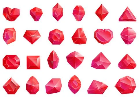 Ruby rock icons set cartoon vector. Magic stone Stock Illustration