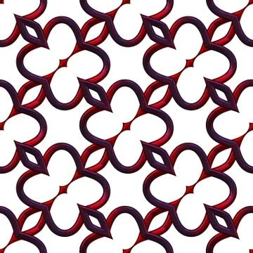 Ruby seamless  pattern with curls on black Stock Illustration
