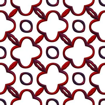 Ruby seamless  pattern with curls on black Illustrazione stock