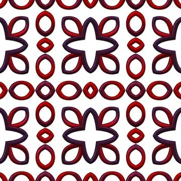 Ruby seamless  pattern with curls on black Illustrazione stock