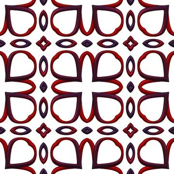 Ruby seamless  pattern with curls on black Illustrazione stock