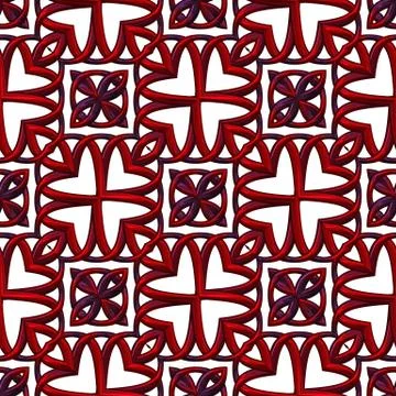 Ruby seamless  pattern with curls on black Illustrazione stock