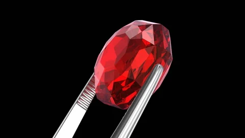 Ruby Seen close up with tweezers, 3D animation Stock Footage 89582137