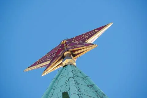 Ruby star of the Kremlin, shot from below. Foto stock