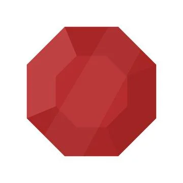 Ruby stone icon, isolated on white background. Red gemstone flat design. Stock Illustration