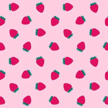 Ruby strawberries pattern on pink background Stock Illustration