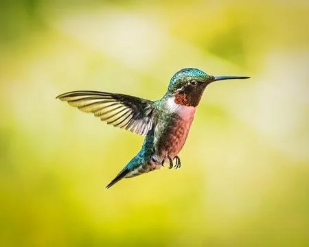 Ruby-throated Hummingbird in Flight Stock Photos