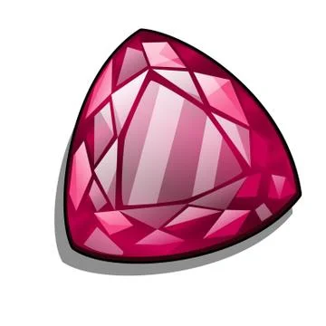 Ruby triangle shape isolated on white background. Vector cartoon close-up Stock Illustration