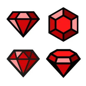 Ruby vector icons set Illustrazione stock