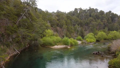 Ruca Malen river in seven lakes tourist circuit. Patagonia Argentina Stock Footage 126894745